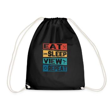 Eat Sleep View Repeat Astronomy Telescope Stargaze - Drawstring Bag - black - Front