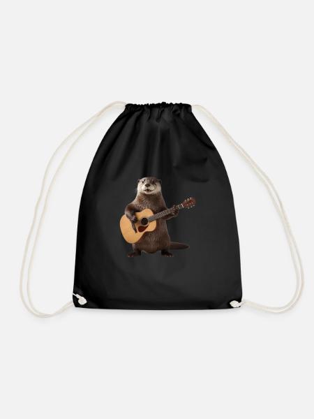 Und täglich grüßt das Murmeltier Otter Gitarre - Turnbeutel - Schwarz