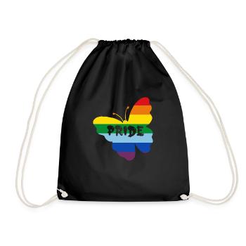 Regenbogenfahne Schmetterling - Turnbeutel - Schwarz - Vorne