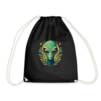 Natur Außerirdischer Grünes Alien Gesicht - Turnbeutel - Schwarz - Vorne