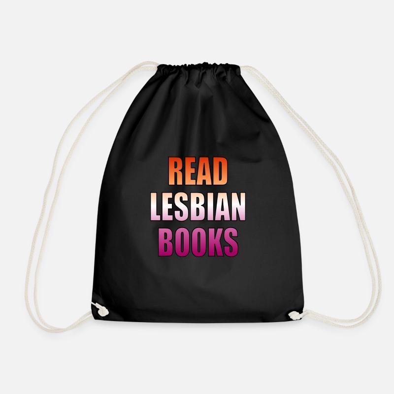 Read Lesbian Books - Drawstring Bag - black