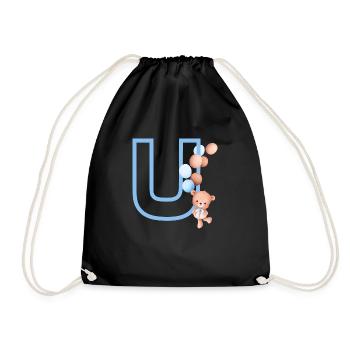 Lettre u bleue ours - Sac de sport léger - noir - Devant