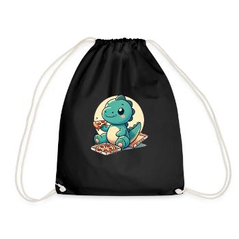 Pizza Dino mignonne, Dinosaure Kawaii - Sac de sport léger - noir - Devant