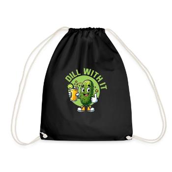 Dill With It Pickle Vegan Cucumber - Drawstring Bag - black - Front