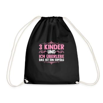 Mama Von 3 Kindern - Turnbeutel - Schwarz - Vorne