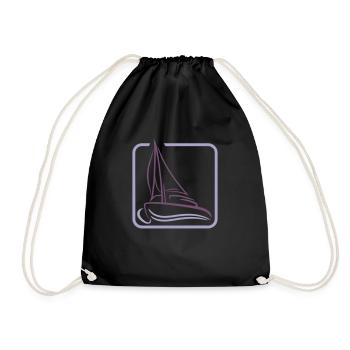 Sailing Logo Icon Square Sailboat Ship - Drawstring Bag - black - Front
