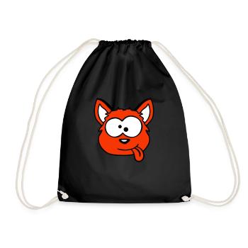 chien renard drôle grimace plisser la langue - Sac de sport léger - noir - Devant