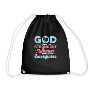 God Found The Strongest Women Caregiving Carer - Drawstring Bag - black - Front