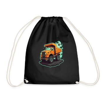 Spooky Construction Trucks Halloween Costume - Drawstring Bag - black - Front
