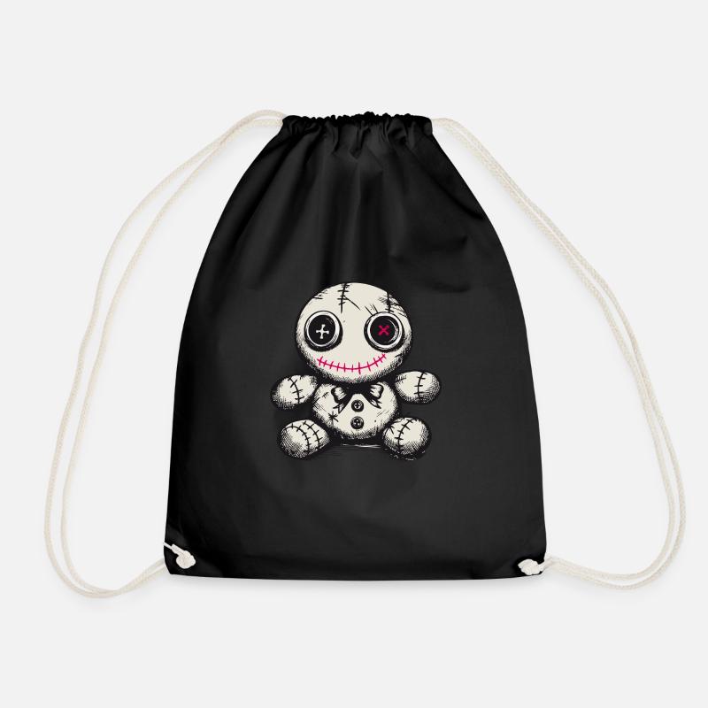 Creepy Voodoo Doll Colored - Drawstring Bag - black