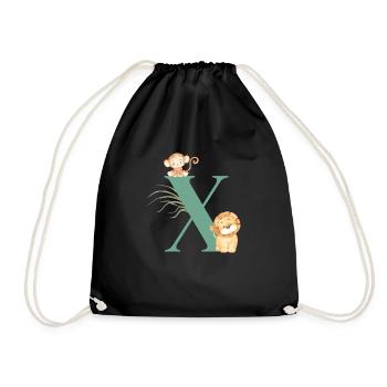 Lettre x vert animaux jungle - Sac de sport léger - noir - Devant