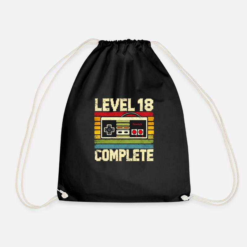 Level 18 Complete –Geburtstags T-shirt - Turnbeutel - Schwarz