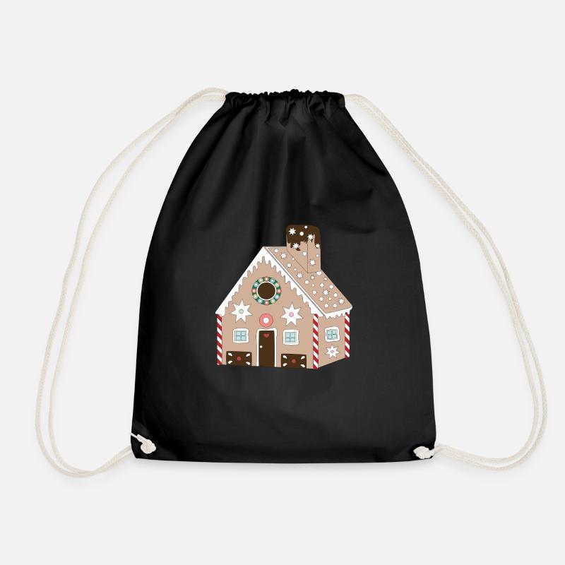 Gingerbread house - Drawstring Bag - black