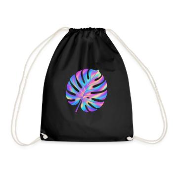 Monstera Leaf Holographic Art - Drawstring Bag - black - Front