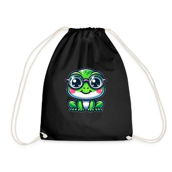 Süßer Frosch mit Brille - Turnbeutel - Schwarz - Vorne