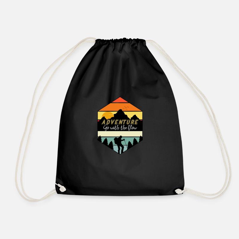 New Adventure - Go With The Flow - Drawstring Bag - black