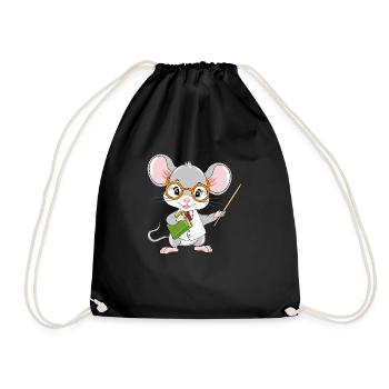 Smart little mouse teacher with a pointer - Drawstring Bag - black - Front