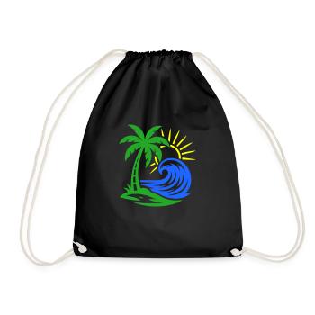 Palme Insel Ozean - Turnbeutel - Schwarz - Vorne