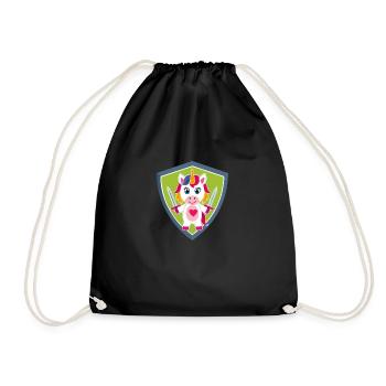 Einhorn Schutzengel - Turnbeutel - Schwarz - Vorne