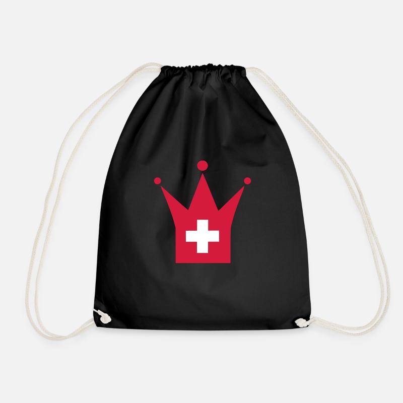 Switzerland - Drawstring Bag - black