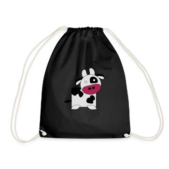 Cow (Large) - Drawstring Bag - black - Front