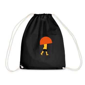 Man in the rain - minimal - Drawstring Bag - black - Front