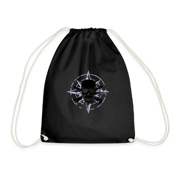 windrose_skull_02_a_2c - Drawstring Bag - black - Front