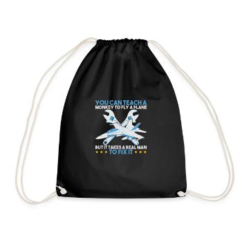 You Can Teach A Monkey To Fly A Plane But It Takes - Drawstring Bag - black - Front