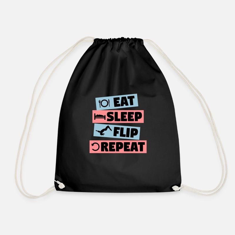 Gymnastics - eat, sleep, flip, repeat - Drawstring Bag - black