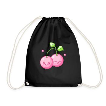 Kirsche - Turnbeutel - Schwarz - Vorne