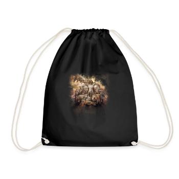 African Animals Watercolor Savannah Safari Animals - Drawstring Bag - black - Front