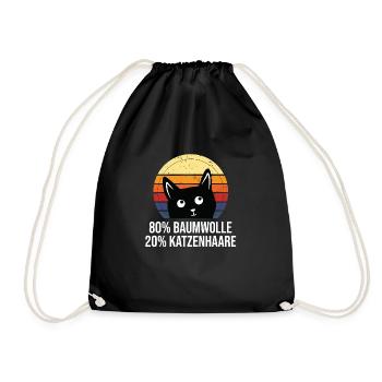 Katzenhaare Schwarze Katze Liebhaber Retro Lustig - Turnbeutel - Schwarz - Vorne