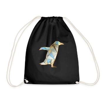 Pinguin Geometrische Goldlinien 2 - Turnbeutel - Schwarz - Vorne