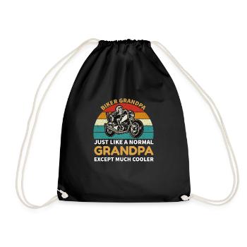 Rinnass Grandpa Opa Biker Motorrad Geschenk - Turnbeutel - Schwarz - Vorne