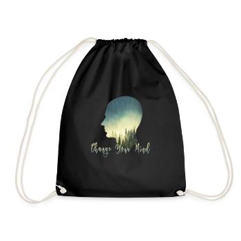 nature head forest ranger time out hiking free - Drawstring Bag - black - Front