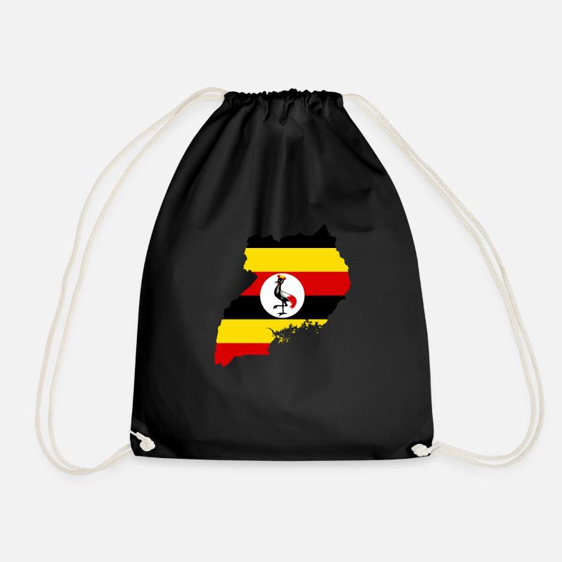 Uganda flag - Drawstring Bag - black