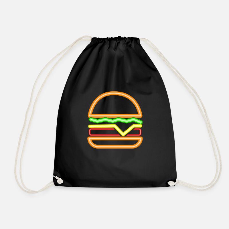 Neon Burger - Drawstring Bag - black
