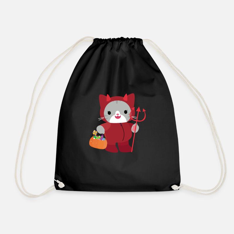 Halloween Katze Roter Teufel. Kawai - Turnbeutel - Schwarz
