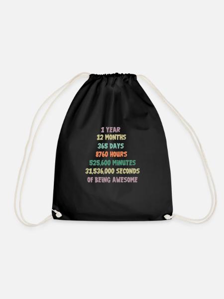 Geschenk zum 1. Geburtstag 1 Jahr - Turnbeutel - Schwarz