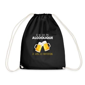 Cadeau humour alcool. Apéro bière - Sac de sport léger - noir - Devant