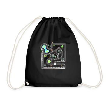 Play Cars on Dad's Back - Play Mat - Drawstring Bag - black - Front