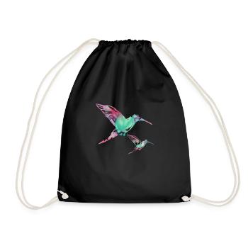 kolibri, graffiti ,malerei, blumen,vogel,malerei, - Turnbeutel - Schwarz - Vorne