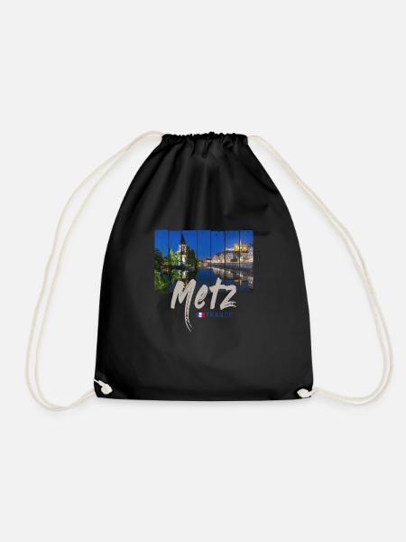 Metz Grand Est France by Night Vintage Souven - Drawstring Bag - black