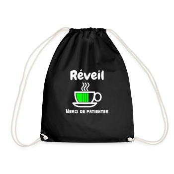 réveil - merci de patienter - humour - Sac de sport léger - noir - Devant