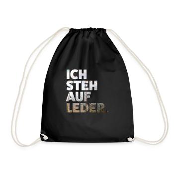 Ich steh auf Leder V2 - Turnbeutel - Schwarz - Vorne