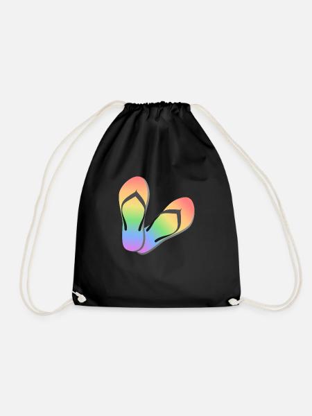 Flip flops Sommer Regenbogen LGBT queer schwul - Turnbeutel - Schwarz