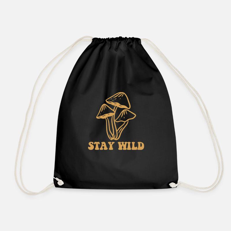 Stay wild - motto saying - Drawstring Bag - black