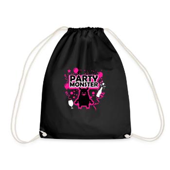 Partymonster pink - Turnbeutel - Schwarz - Vorne