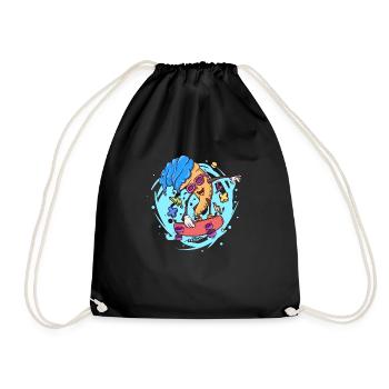 ice skater ice cream skate boarder cartoon style - Drawstring Bag - black - Front