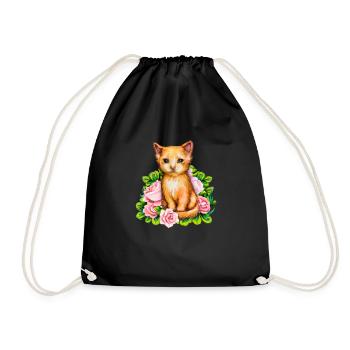 Chat triste parmi les fleurs - Sac de sport léger - noir - Devant